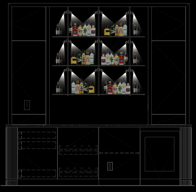 Image showing the practical effect of track lights on display shelves.