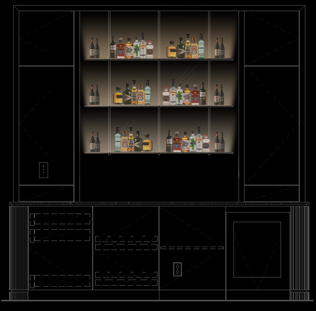 The image illustrates how point lighting can accentuate shelves dynamically