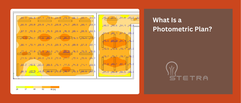 photometric plan with illuminance values and falsecolors stetra
