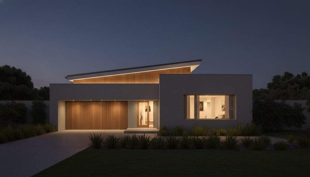 Linear and reveal facade lighting outlining roof lines and architectural geometry at night